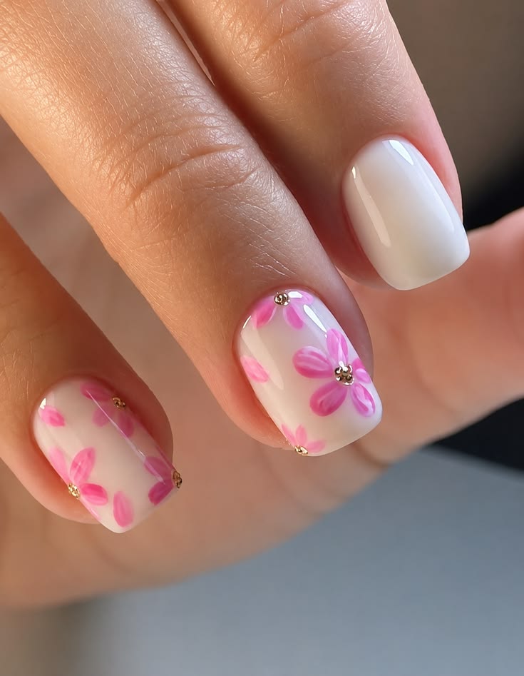 Uñas Milky Flower